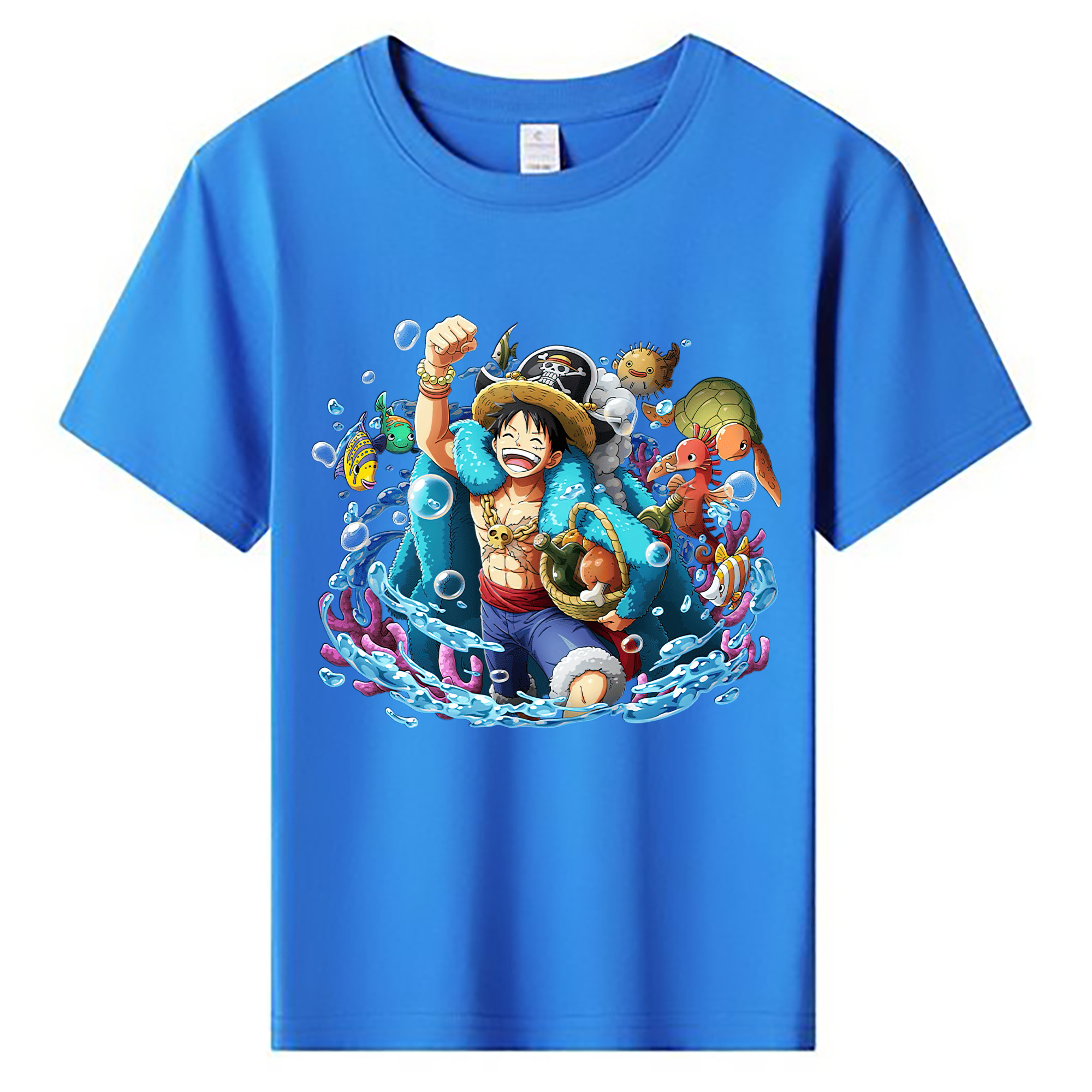 ワンピース モンキー・D・ルフィ ONE PIECE Monkey D. Luffy 綿100％キッズTシャツ（フロントプリント）